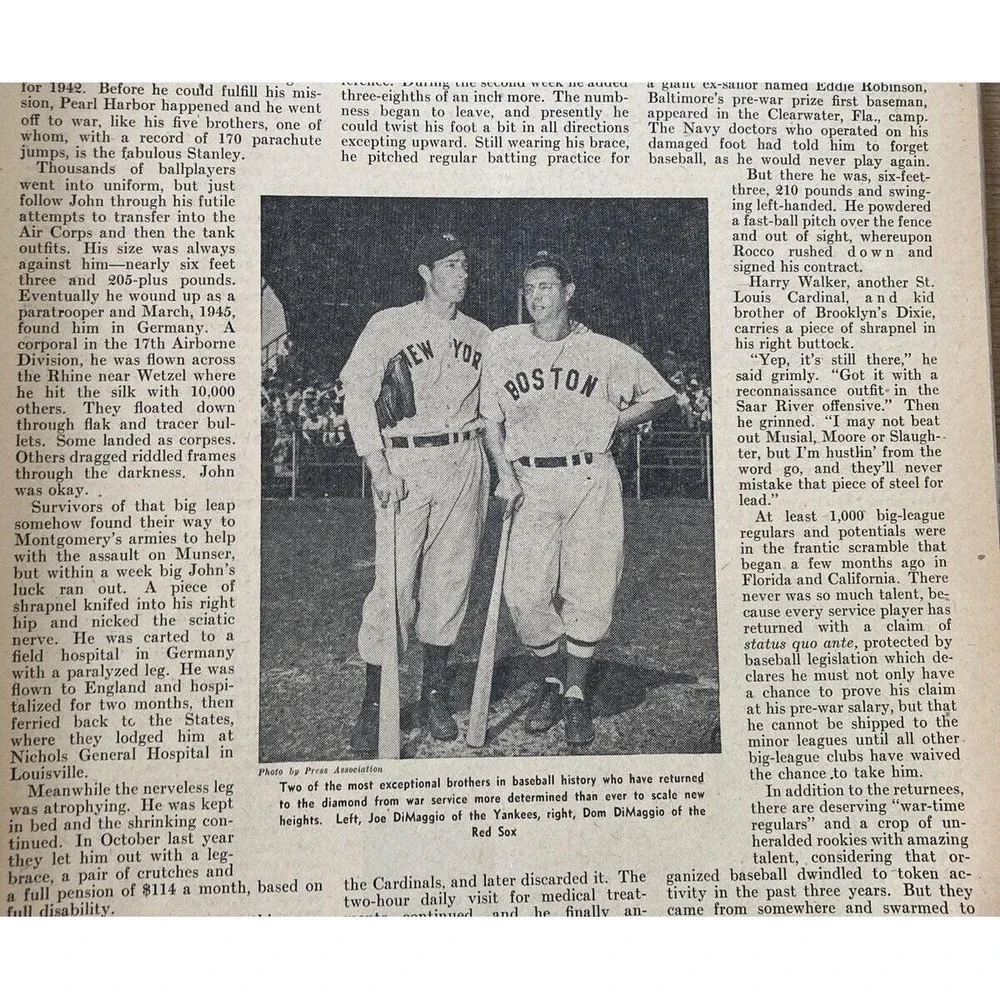 Vintage sports Baseball Magazine June 1946 Crash Davis Joe Dimaggio Tom Henrich